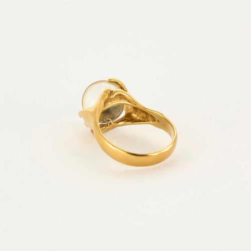 Bague 52,5 Bague or jaune et cristal de roche 58 Facettes MON0862