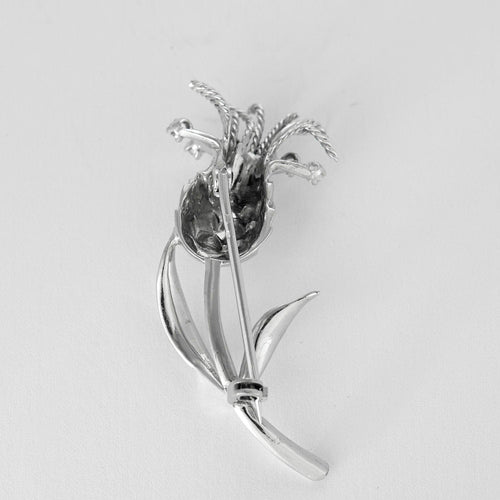 Broche Broche or blanc à décor de Chardon 58 Facettes MAN1346