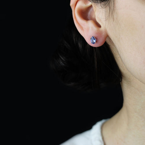 Boucles d'oreilles Puces d'oreilles Tanzanites or blanc 58 Facettes 25-085