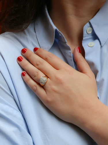 Bague 57 Bague vintage or jaune diamants 58 Facettes 1039.8