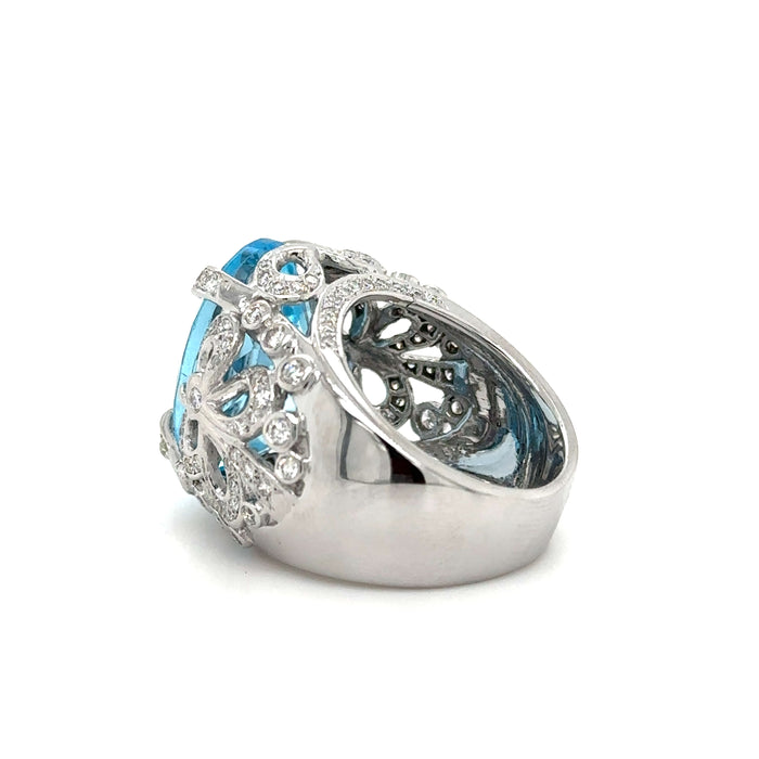 White gold topaz and diamond ring