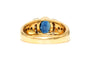 Bague 56 Bague contemporaine en or jaune 18 carats sertie d'un saphir et de diamants 58 Facettes B733