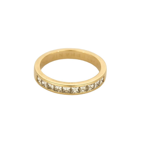 Bague 53,5 Bague jonc en or jaune et diamants princesse 58 Facettes SQU3662X2