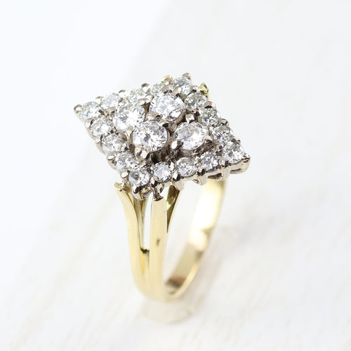 52 Anillo oro amarillo con vistas de oro blanco y diamantes talla brillante 58 Facettes 129418A