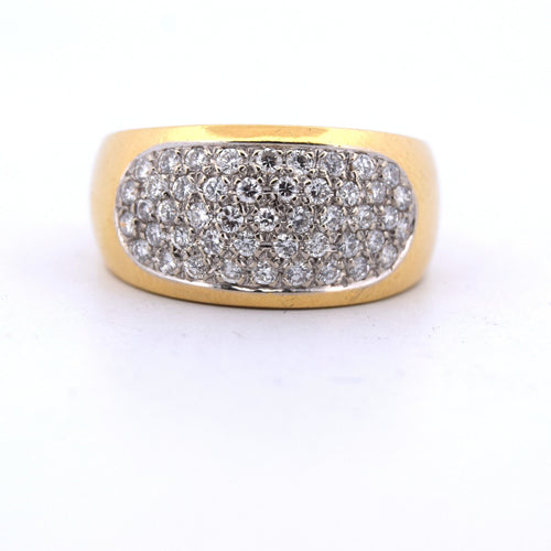 Bague 61 Bague cocktail en or jaune et diamants - Années 1950 58 Facettes