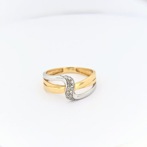 2-tonet gull- og diamantring