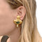 Boucles d'oreilles Boucles d'oreilles en or jaune 22kt martelé, tourmalines vertes et perles. 58 Facettes 34911