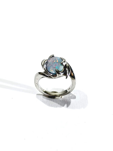 Bague 53 Bague or blanc et opale 58 Facettes