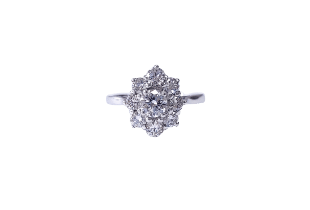 18 ayar beyaz altın ve pırlanta Papatya yüzük 