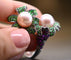 Bague 56 Bague Cocktail Perle Émeraude Améthyste Diamants Rubis 58 Facettes