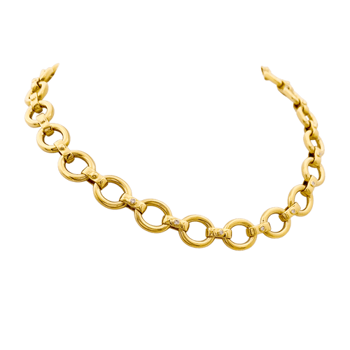 Collier Collier en or jaune, maillons ovales et diamants. 58 Facettes 34706