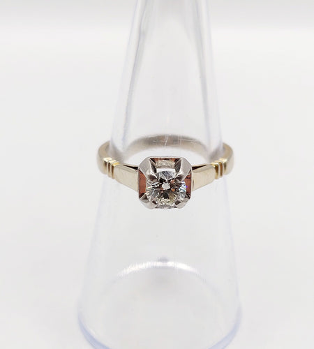 Bague 52 Bague solitaire Art déco en or blanc 18k et platine, diamant 0,43 carat 58 Facettes A06462