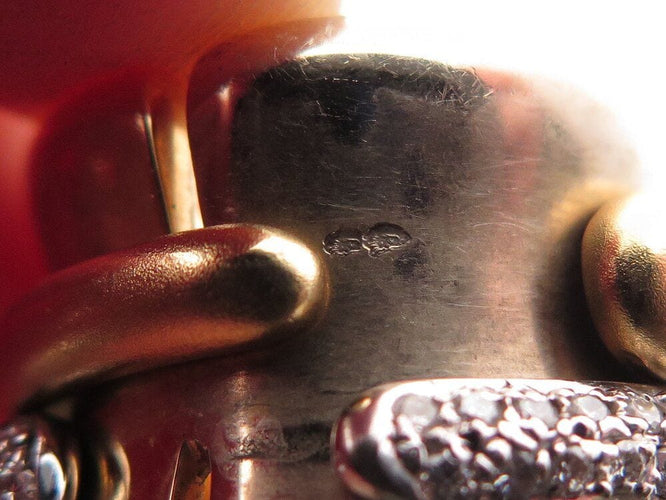 Bague 55 bague POMELLATO tubulaire large t55 or jaune blanc 18k 34gr diamants 0.9ct 58 Facettes 267204