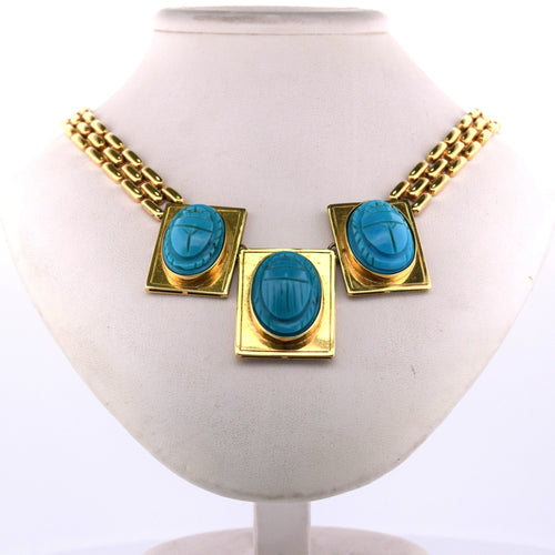 Collier Collier en or jaune avec turquoise 58 Facettes