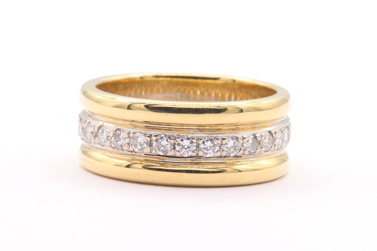 Bague 54 Bague contemporaine en or jaune et blanc sertie de diamants 58 Facettes 19456