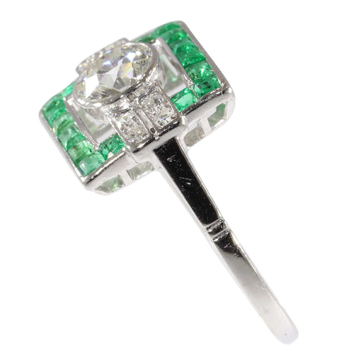 Bague 56 Histoire d'amour des années 1920 : bague de fiançailles Art déco 58 Facettes 17248-0031