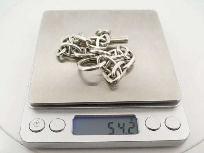 Bracelet vintage bracelet HERMES chaine d'ancre pm en argent massif 925 18cm 58 Facettes 268152