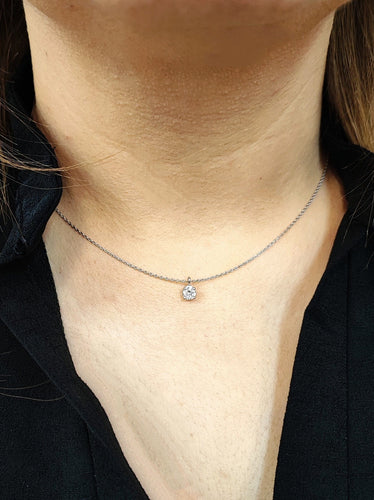 Collier Collier solitaire diamant or blanc 58 Facettes Pend.Dt-FA.27