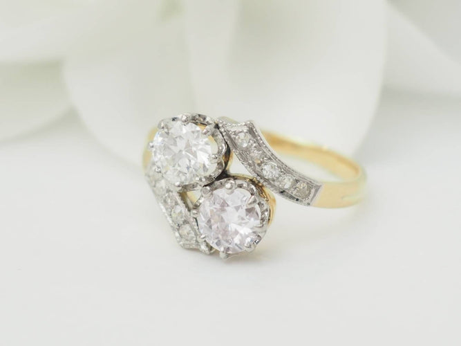 Bague 51 Bague Toi et Moi en or jaune et diamants 58 Facettes 33401