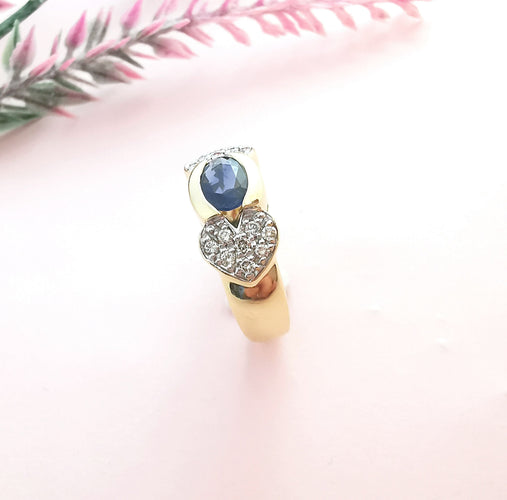 Bague 52.5 Bague Saphir Diamants Or 18 K 58 Facettes AA 1623