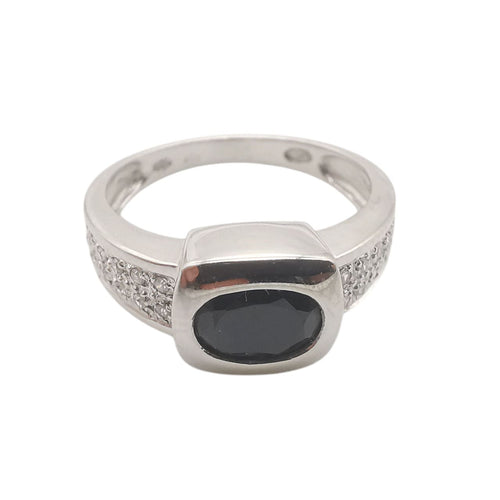 Bague 55 Bague en or blanc saphir et diamants 58 Facettes