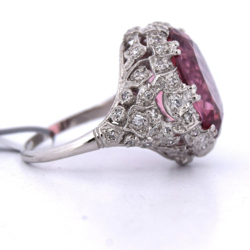 Bague 49 Bague en platine avec tourmaline 8.00 ct et diamants 0.50 ct 58 Facettes AN532