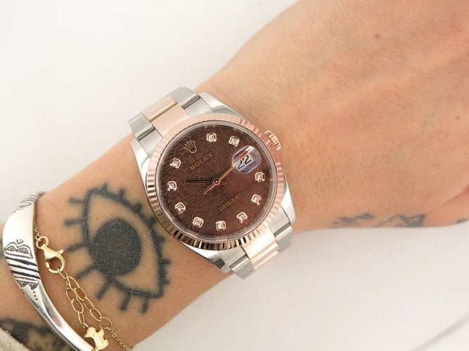 Montre montre ROLEX datejust 36 lady pl 126231 or rose 18k acier fullset 58 Facettes 266682