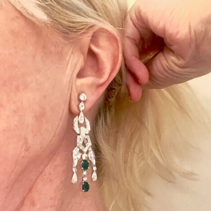 Earrings in platinum and diamonds