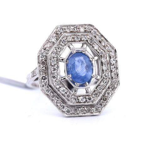 戒指 Art Deco 黄金 蓝宝石 钻石