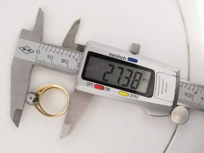 Bague 53 bague perle de tahiti & 36 diamants 0.32 ct 53 or 18k 5.6 gr 58 Facettes 267695