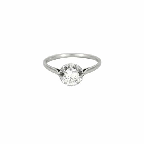 Bague 59 Bague Solitaire Diamant 0,60ct or blanc et platine 58 Facettes