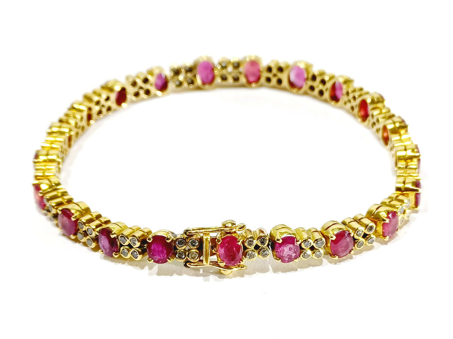 Bracelet Bracelet or jaune diamants rubis 58 Facettes