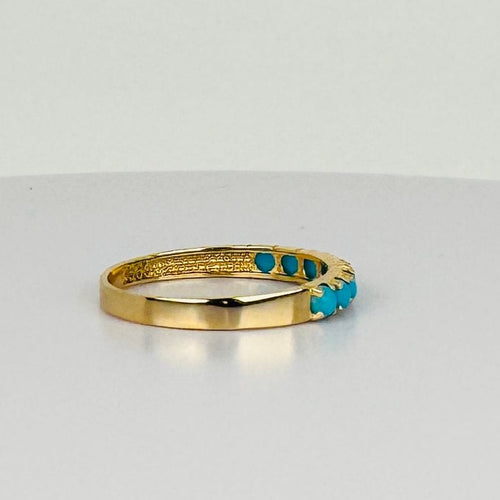 Ring Yellow Gold with Turquoises 58 Facettes 2507016