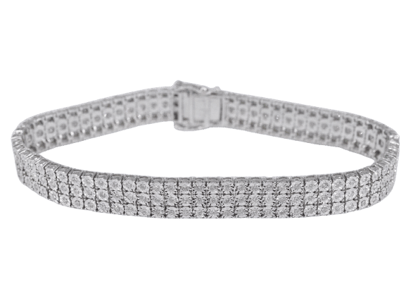 Bracelet Bracelet tennis en or blanc avec 3 rangées de diamants de 2,25 carats 58 Facettes 2173