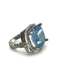 Bague Bague or blanc Aigue-marine 11,12 ct et diamants 58 Facettes 00016401