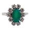 Bague 55 Bague marguerite vintage or blanc, chrysoprase et diamants 58 Facettes A05852
