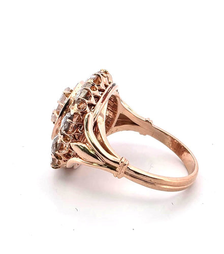 Bague 52 Bague en or rose sertie de diamants taille rose de 3,00 ct 58 Facettes