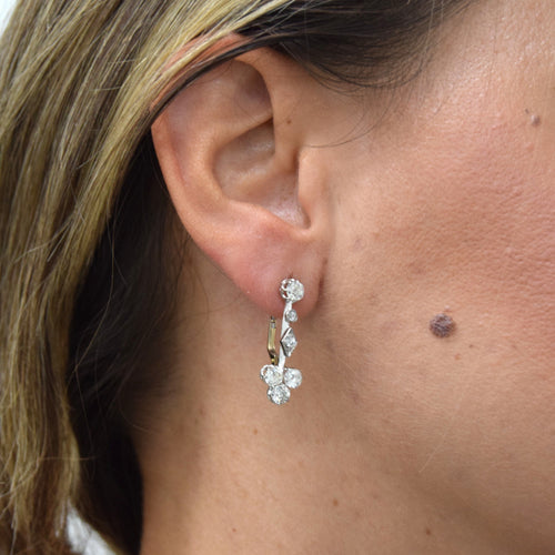 Boucles d'oreilles Boucles d'oreilles en platine et or jaune avec diamants 58 Facettes
