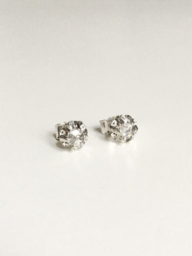 Boucles d'oreilles Puces d’oreilles serties de diamants taille rose en or blanc 18k 58 Facettes