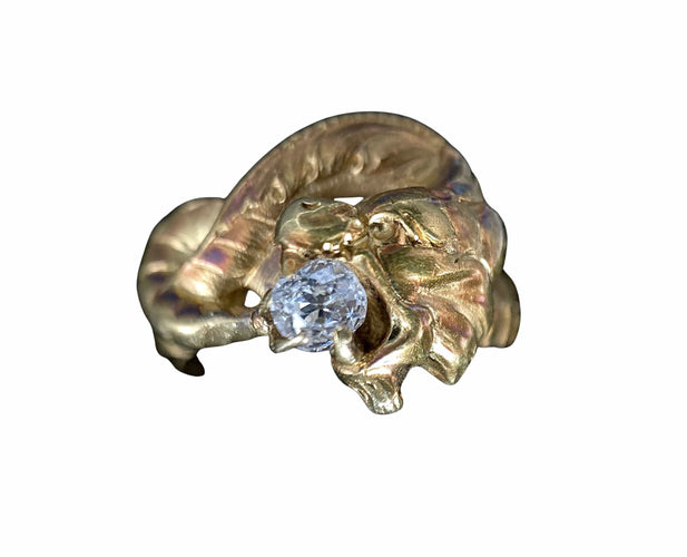 Bague 59 Bague solitaire Néo Gothique figurant une tête de chimère 58 Facettes