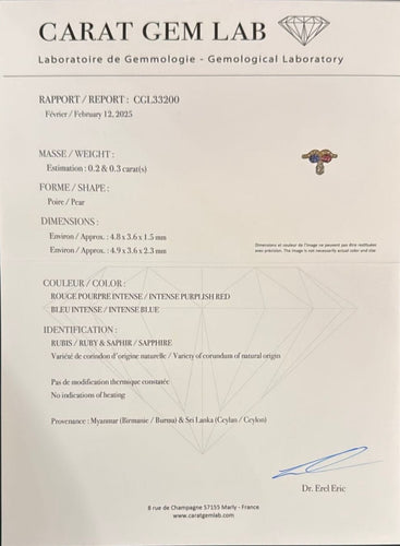 Bague 50 Bague duchesse XIXème - Or jaune, diamants, rubis et saphir. 58 Facettes 1193