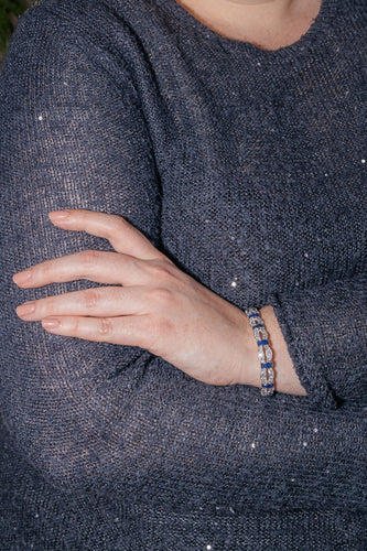 Bracelet Bracelet Or blanc, Platine Diamant, Saphir 58 Facettes 3880394RV