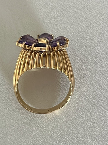 Bague 58 Bague Fils d'Or Jaune Améthystes 58 Facettes 5512