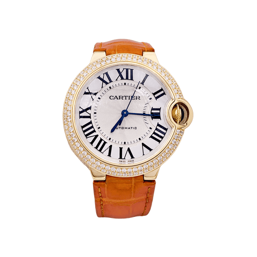 Montre Montre Cartier "Ballon Bleu" or jaune, diamants, cuir. 58 Facettes 34434