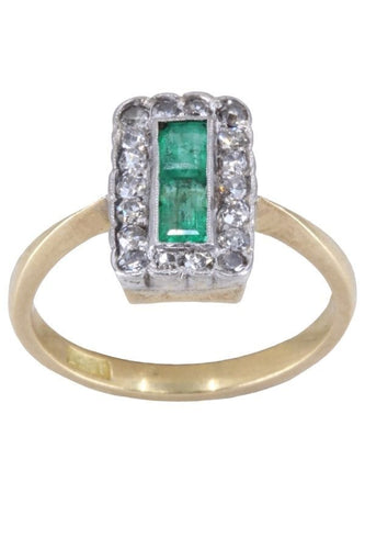 Bague 54 BAGUE ANCIENNE ÉMERAUDES ET DIAMANTS 58 Facettes 086361