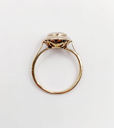 Bague 49 Bague solitaire antique or 14k diamant taille rose de Hollande de 6 mm 58 Facettes A06290