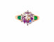 Bague 52 Solitaire en or et platine , diamant 3,85 carats , émeraudes 58 Facettes
