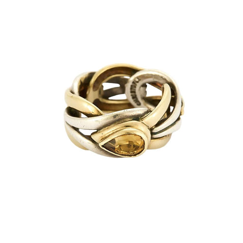 Bague 51 CHRISTOFLE - Bague en or jaune, blanc et citrine 58 Facettes ROM1292