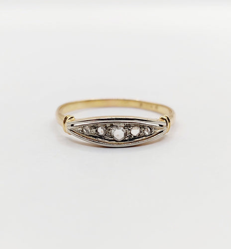 Bague 58 Bague jarretière Art Déco or jaune, diamants taille rose (circa 1920) 58 Facettes A06032