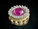 Bague 54.5 Bague or jaune et or blanc, rubis, diamants 58 Facettes